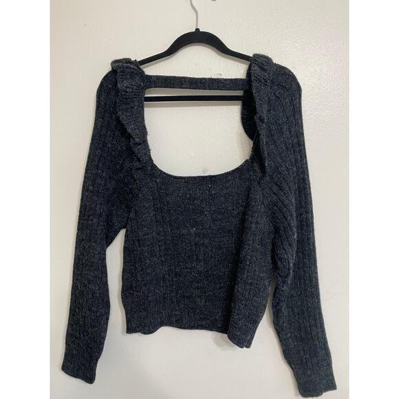 NWT Topshop Ruffle Back Cutout Flutter Boat Neck Sweater MED - Picture 11 of 11